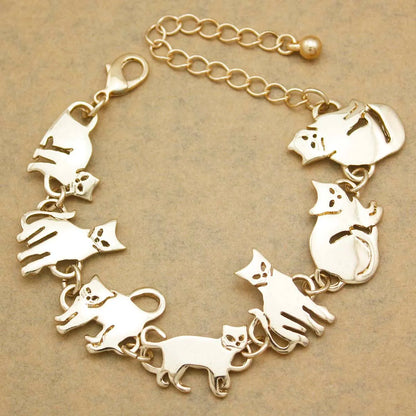 Clearance_Cat Pendant Charm Chain Link Bracelets For Women Cowgirl Cuff Bangles Fashion Jewelry Egyptian Bastet Pulseira Accesso