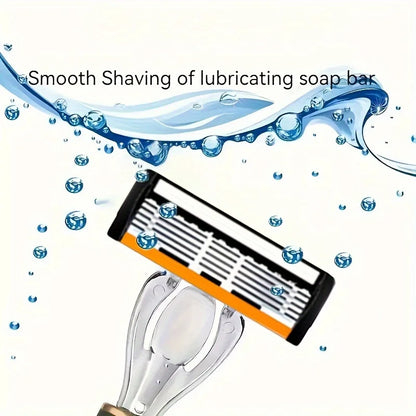 High-End Men's Shaver, Non-Slip Handle, Sharp and Smooth Stainless Steel Blades, 6-Layer Shaver Blades, Manual Shaver