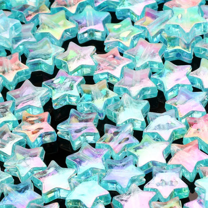 50pcs Transparent AB Color Five-pointed Star Acrylic Beads Loose Spacer Beads for Jewelry Making DIY Craft