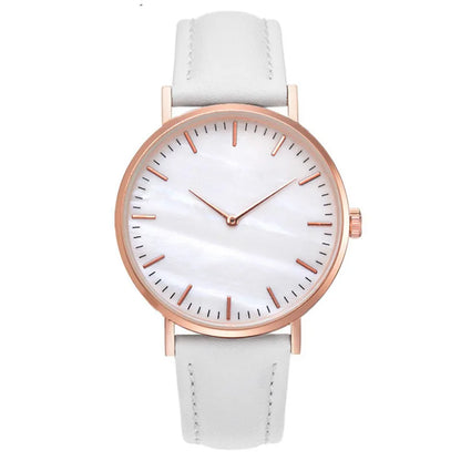 Elegant Pink Shell Dial Women's Watch Minimalist Quartz Ladies Wristwatch with Leather Strap Fashion Woman Watches Gift Reloj