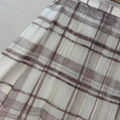 High Quality Plaid Print Pleated Midi Skirt Women Side Zipper A Line Mid Calf Skirts Daily Office Casual Bottoms
