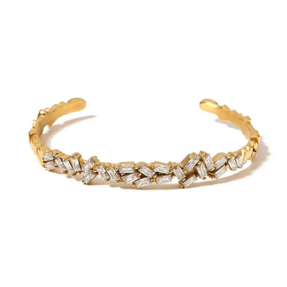 Bamboo Beads Punk Gold Plated Bangle for Women Men Trendy Stainless Steel Metal Bracelets Geometric Round Bead Jewelry Accessory