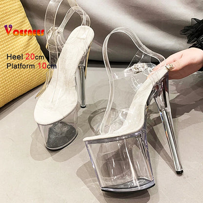 Women's Clear-Strap Platform Stiletto Sandals