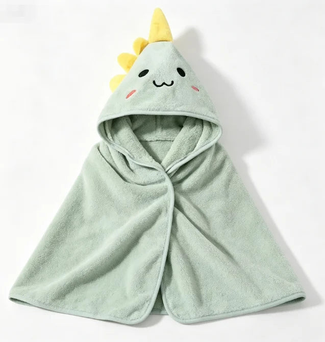 HTMCK Coral Velvet  Cape Bath Towel Newborn Bath Wrap Bath Towel Cute Cartoon Cape Bathrobe