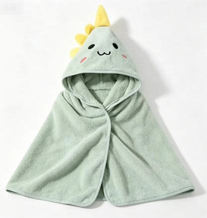 HTMCK Coral Velvet  Cape Bath Towel Newborn Bath Wrap Bath Towel Cute Cartoon Cape Bathrobe