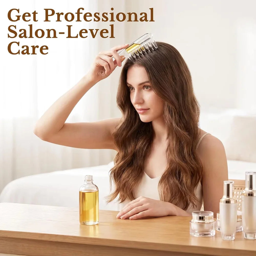 Scalp Applicator Liquid Comb Essential Oil Infusion Hair Comb Rolling Ball Scalp Massager Essential Applying Hair Styling Tool