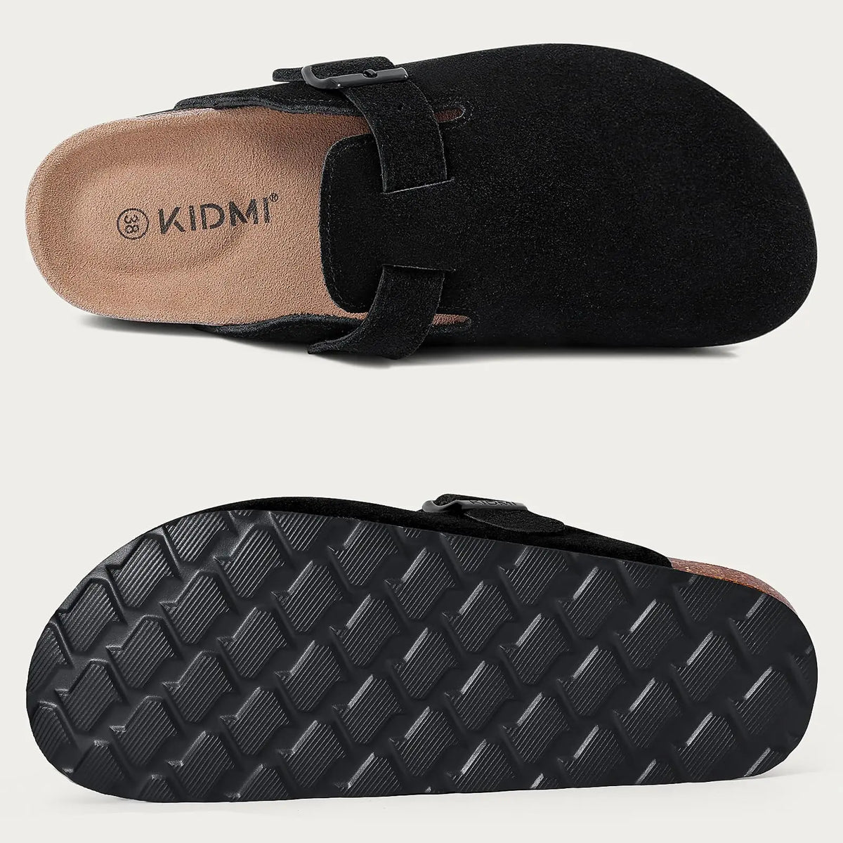 Litfun Suede Women's Clogs with Adjustable Strap Cork Footbed Leather Mules with Arch Support Unisex Outdoor Clogs Potato Shoes