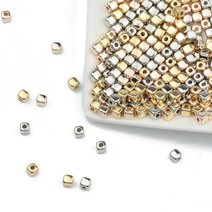 100-400pcs Gold Color Beads 4mm 6mm CCB Cube Crown Heart Pendant Star Spacer Loose Beads for Love Jewelry Making Bracelets DIY S