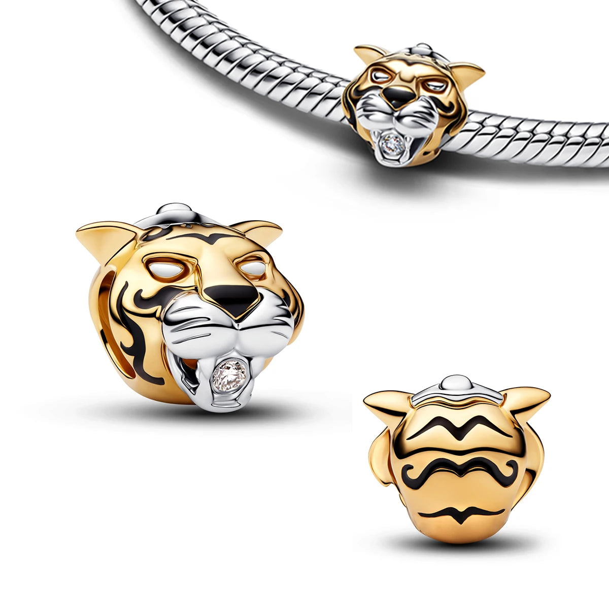 925 Sterling Silver Floral Necklaces Stud Earrings Charms Four‑Leaf Clover Sugar Skull Tiger Ghost Beads Fit Bracelet Jewelry