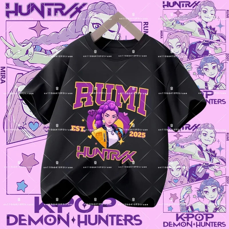 Kpop Demon Hunters Parent Child Halloween Kpop Demon Hunters TShirt Harajuku Casual Fashion Cotton Kid's Tshirt Cosplay Clothing