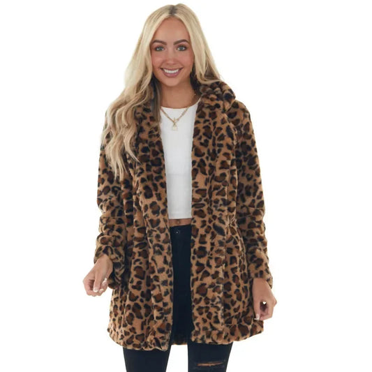 Women's Leopard-Print Faux Fur Coat