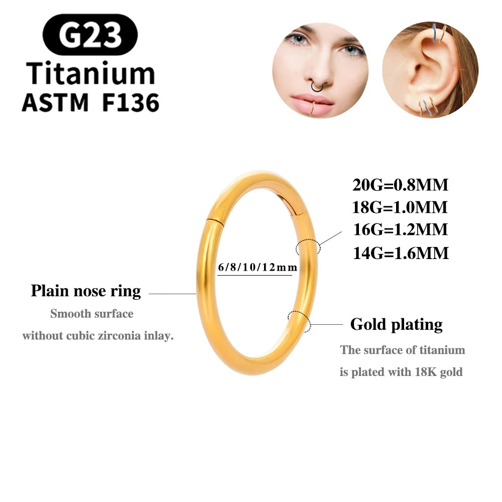 10/50Pcs Wholesale Hoop Earring G23 Titanium Nose Ring For Women Piercing Jewelry Lip Ear Ring Hoop Mixed Color Body Clips Hinge