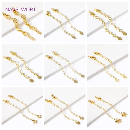 60mm 18K Gold Plated Round Shape Extension Chain,Tail Chain With Lobster Clasps Connectors For Jewelry Making DIY Accessories