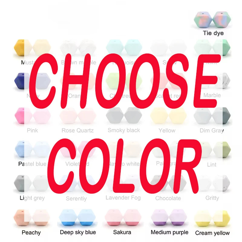 LOFCA 10pcs 14mm/ 17mm Hexagon Silicone Beads  For Jewelry Making Bulk DIY Necklace Pacifier Chain  Popular Jewelry Accessories