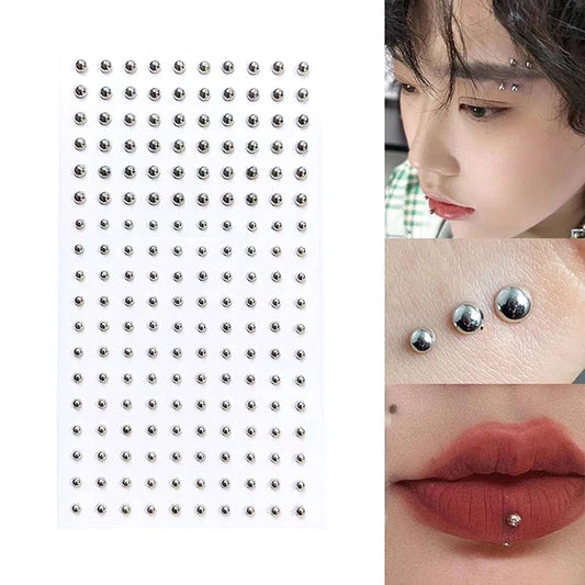165/180Pcs Sparkly Crystal Nose Studs Set Stick On Rhinestone Body Lip Gems Fake Non Piercing Decoration For Women And Teens
