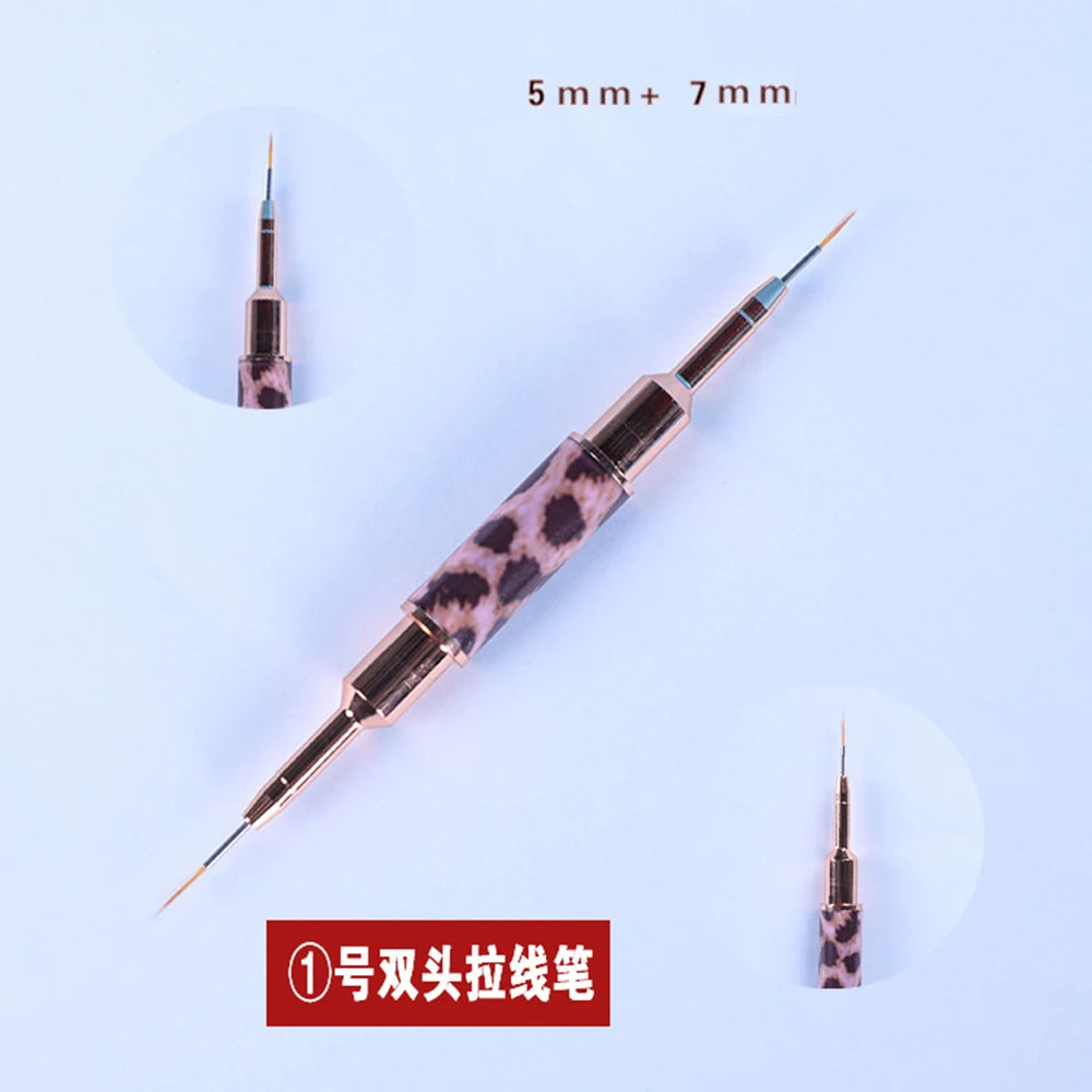 5-25mm Leopard Print Nail Art Brushes Double HeadLiner Brush Striping Drawing Painting Nail Design Brushes Manicure Thin Details