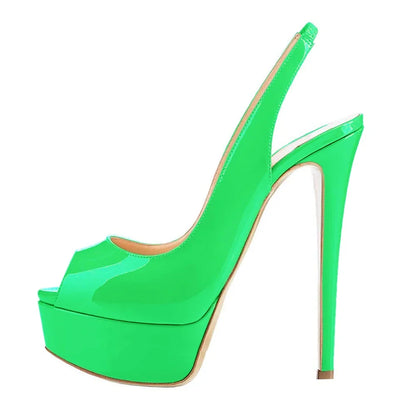 LOSLANDIFEN New 14CM Platform Super High Heels For Woman Sexy Open Toe Sandals Gladiator Party Dress Women Shoes Plus Size 42