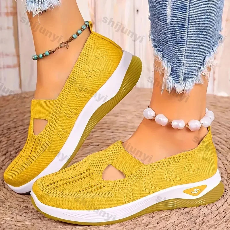 Spring Breathable Mesh Flats Shoes for Women Comfortable Slip on Casual Shoes Woman Lightweight Soft Bottom Loafers Plus Size 43