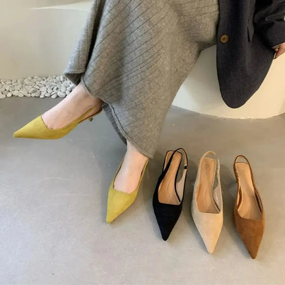 Women's Pointed-Toe Low-Heel Slingbacks in Style Options