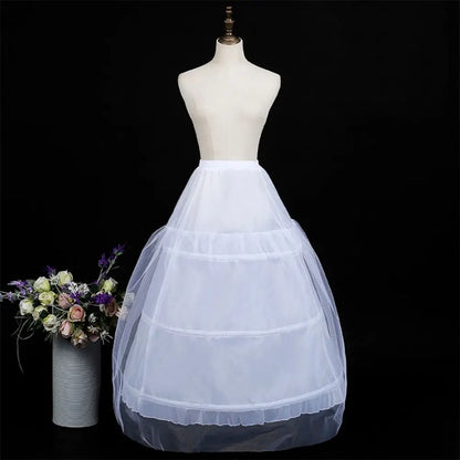 New Fashion White Petticoat 3-Hoops Ball Gown Petticoats Long Underskirt Crinoline Crinoline Skirt Flower Dress Accessories