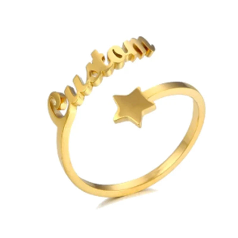 Treebud Custom Name Rings for Women Men Stainless Steel Personalized Nameplate Adjustable Ring Jewelry Gifts Dropshipping