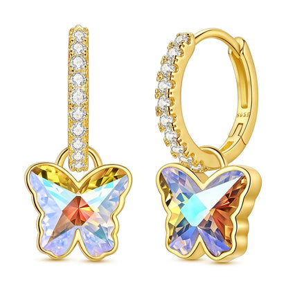 Original 925 Sterling Silver Hoop Earrings Women's Fashion Jewelry Butterfly Iris Lily of the Valley Tulip Flower Luxury Earring