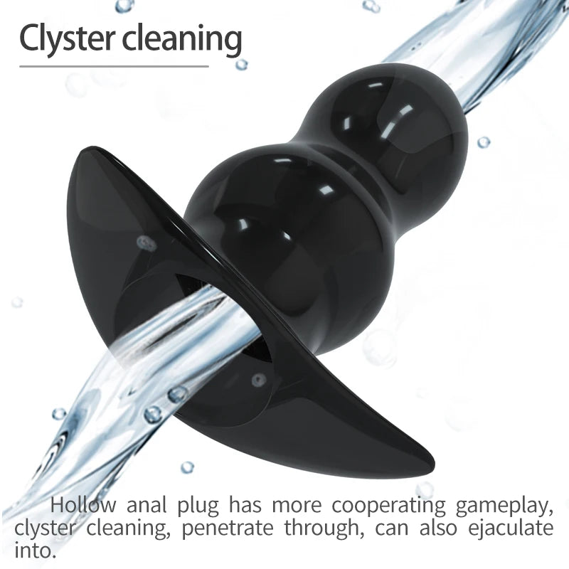 Hollow Speculum Peeking Anal Beads Butt Plug with Stopper Expander Tunnel Transparent Anus Dilation Adult Women Men Gay