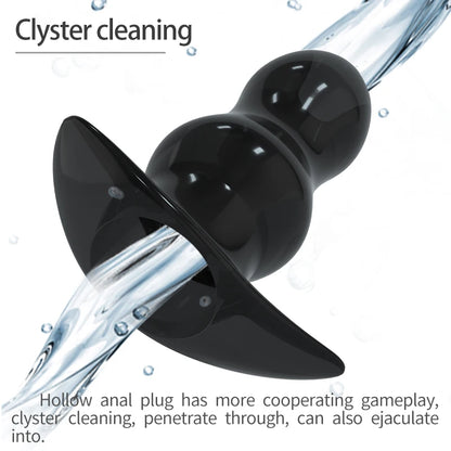 Hollow Speculum Peeking Anal Beads Butt Plug with Stopper Expander Tunnel Transparent Anus Dilation Adult Women Men Gay