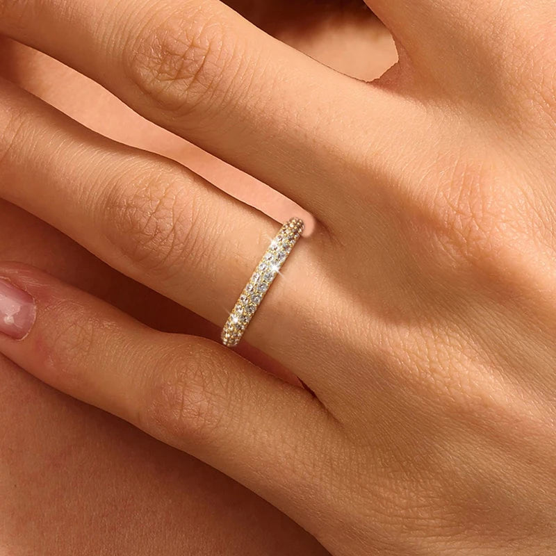 925 Sterling Silver Gorgeous Sparkling Double Layer Zircon Ring For Women Engagement Wedding Luxury High Quality Fine Jewelry