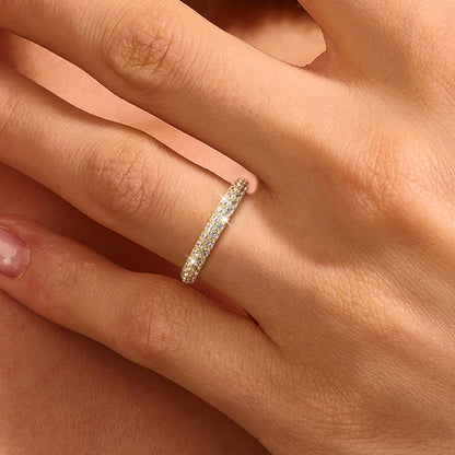 925 Sterling Silver Gorgeous Sparkling Double Layer Zircon Ring For Women Engagement Wedding Luxury High Quality Fine Jewelry