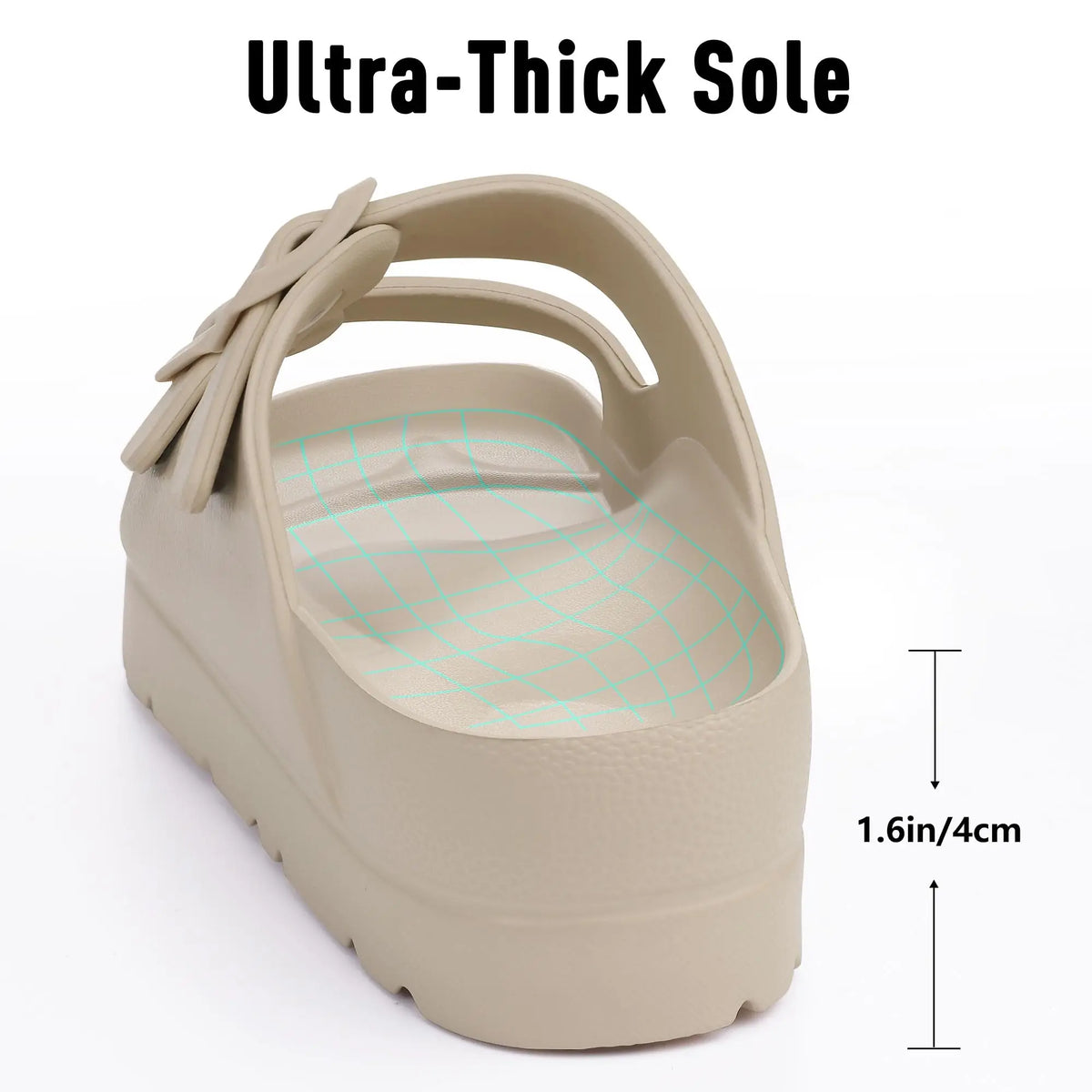 Comwarm New Women's Platform Sandals With Arch Support Lightweight Slip on Eva Slides Summer Beach Sandal with Adjustable Buckle
