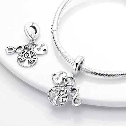 Charms Beads 925 Sterling Silver Tree of Life Peach Heart Sweet Love Charms Fit Pendants Bracelets Necklaces Women Jewelry Gift