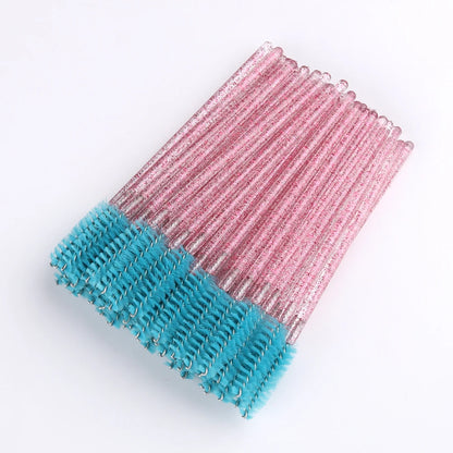 50pcs Disposable Eyelash Brushes Extension Crystal Eyebrow Brush Mascara Wand Eye Lashes Cosmetic Tool Set Makeup Beauty