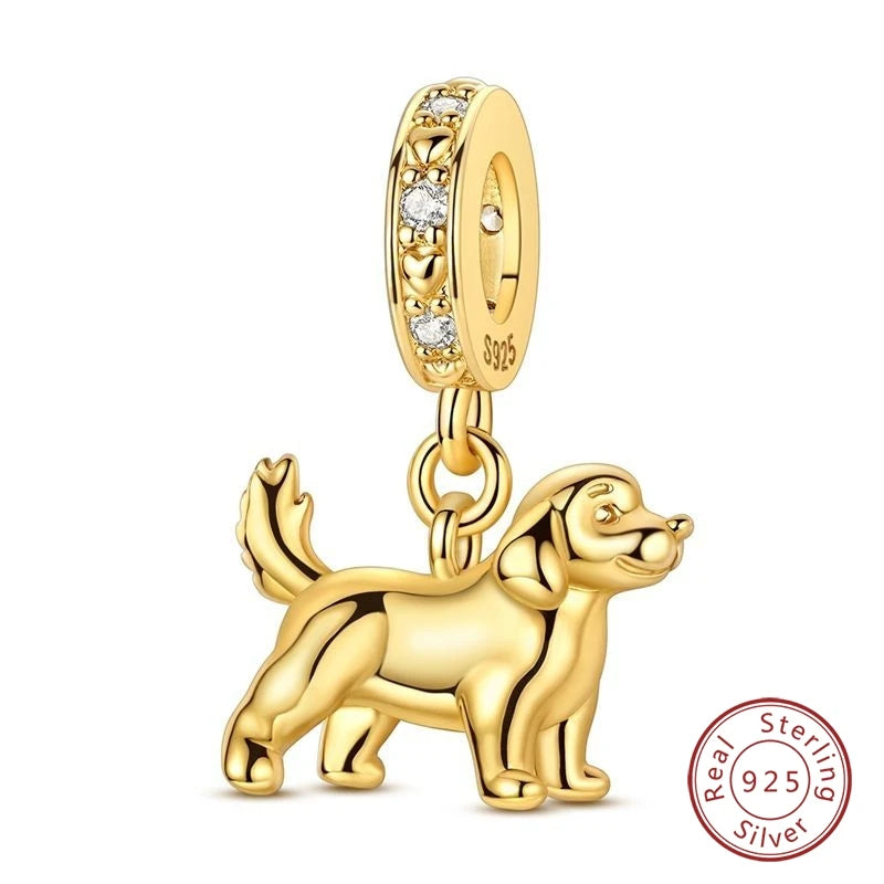 Hot Sales 925 Sterling Silver Golden Series Charms Leopard Little Bear Starfish Bow Bead Fit Original Bracelet DIY Women Jewelry