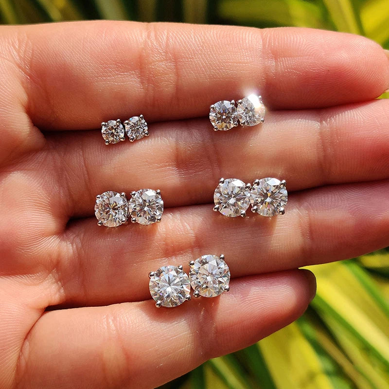 Real 0.1-3CT Test Passed Moissanite Diamond Stud Earrings for Women S925 Silver Platinum Plated Bride Wedding GRA Fine Jewelry