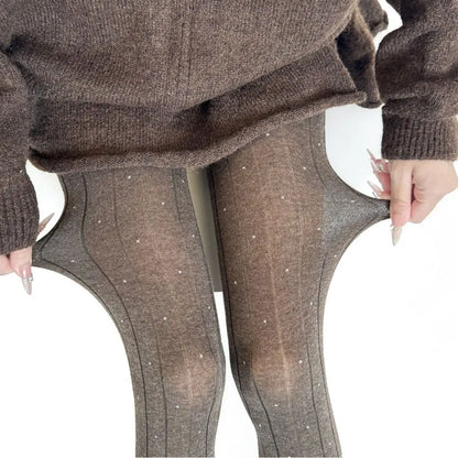 Essential Polka Dot Pattern Pantyhose Ribbed Texture Cotton Material Thigh High Stockings Fashion Comfortable Leggings