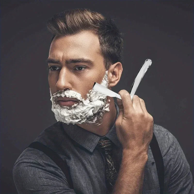 Manual Shaver for Men Barbershop Razor Stainless Steel Shank Is Easy To Use Safety Razor 1Pcs Shaving Razor with Blades