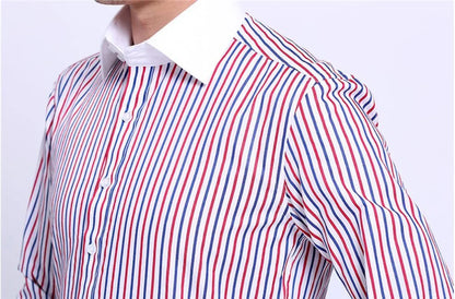 Quality Men Casual Slim Fit Shirt Mens Long Sleeve Business Dress Shirts French Cufflinks Shirt Male Striped Shirt