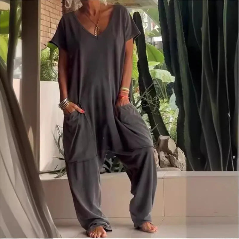 Jumpsuits Woman 2024 Spaghetti Strap Loose Elegante Playsuit Pantalones Informales Jumpsuit Women Summer Wide Leg Long Pants
