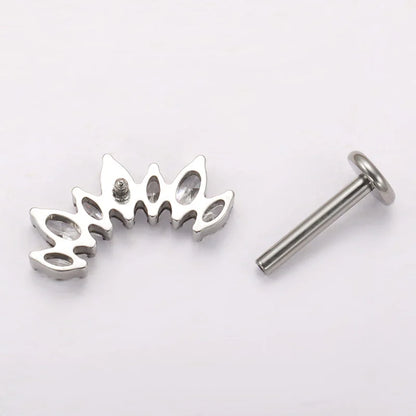 ASTM F136 Titanium Ear Climber Cartilage Helix Earring 16G Curved Marquise CZ Tragus Labret Stud Flat Back Piercing Body Jewelry