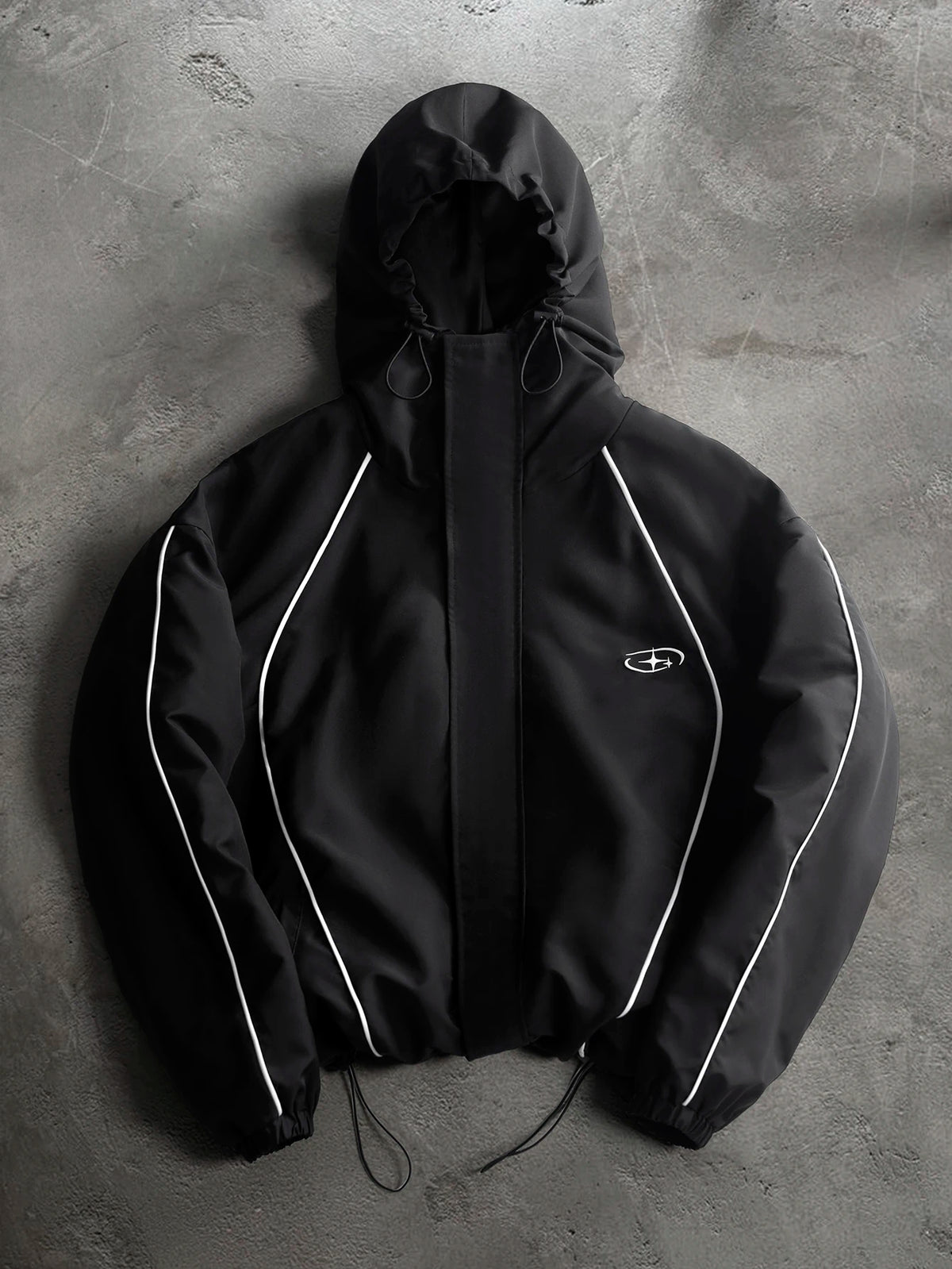 Men's & Women's Cropped Hooded Jacket Y2K Racing Color Block Zip‑Up Streetwear Windbreaker Outerwear S‑2XL