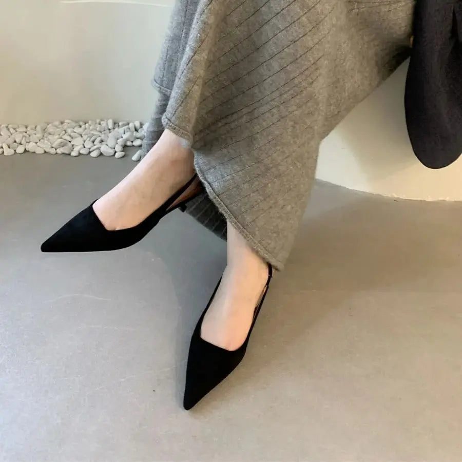 Women's Pointed-Toe Low-Heel Slingbacks in Style Options