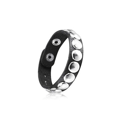 80s Black Round Square Gothic Spike Bracelet Punk Rock Bracelet Studded Faux Leather Bracelet for Men Women