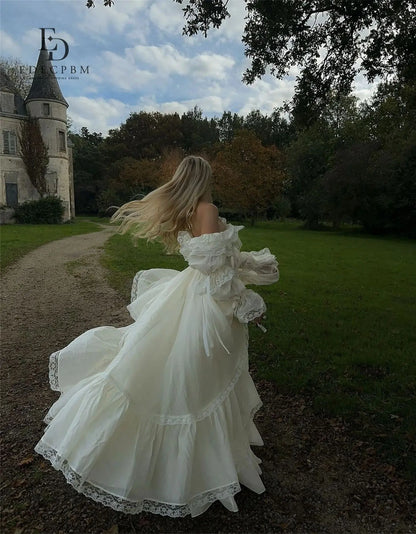 ED A-line Luxurious Evening Dresses for Special Occasions Lace Women's Evening Dress Customized Off the Shoulders Lolita