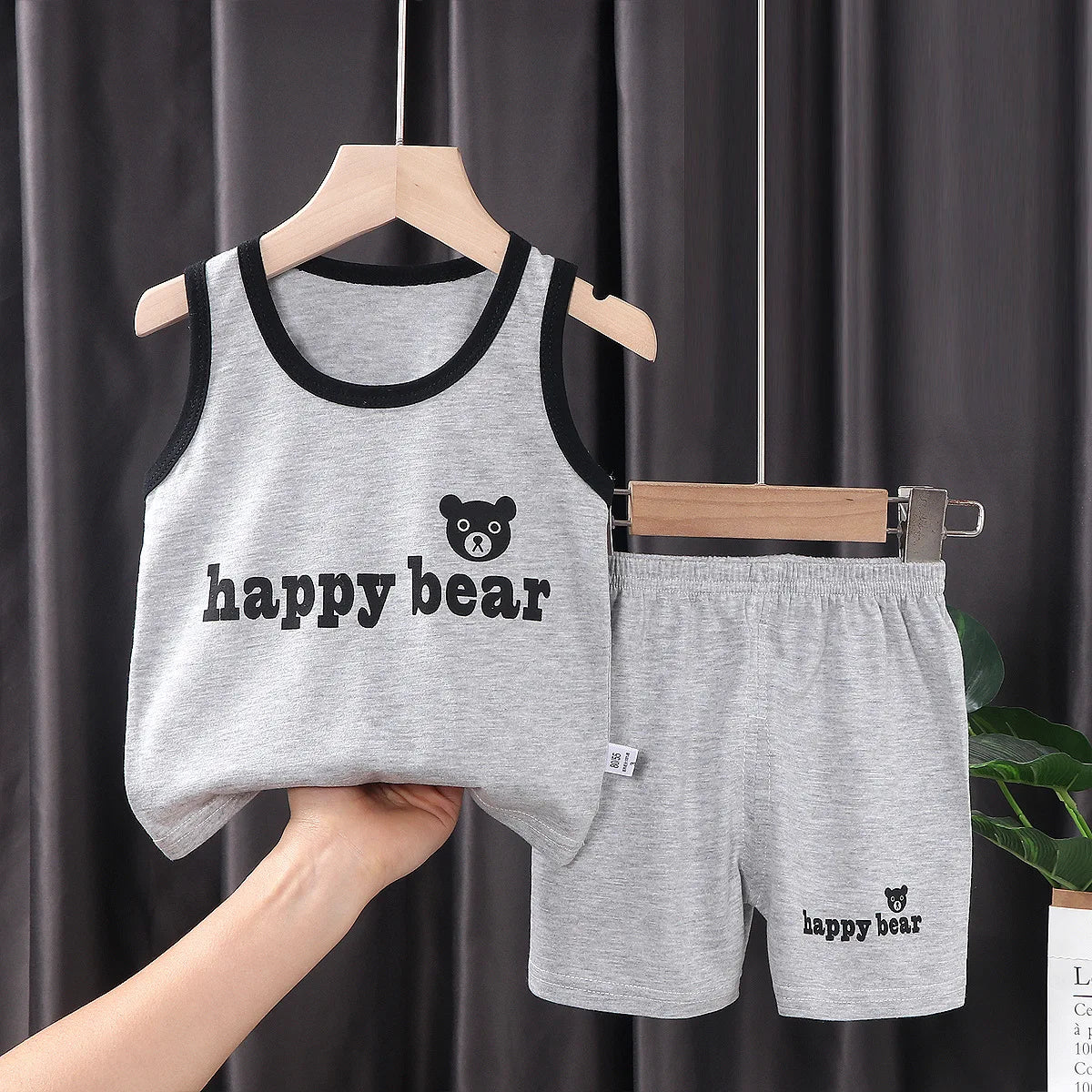 2PCS Children Sets Kids Clothes Vest Suit Summer Children Clothing Baby Cotton T-Shirts Shorts Tank Top Boys Girls Sleeveless