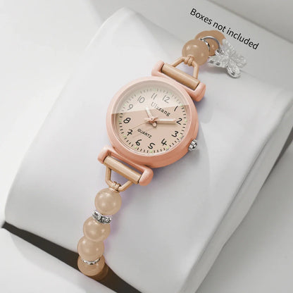 Fashion Butterfly Pendant Women Quartz Watch Girls Students Beads Strap Wristwatch Relogio Feminino Clock Gift (Without Box