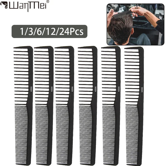 1/3/6/12/24pcs Fine Cutting Wide Tooth Hair Barber Carbon Fiber Salon Hairdressing Comb Heat Resistant Styling Grooming Comb