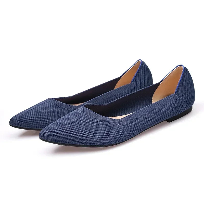 Women's Shoes Mesh Breathable Pointed Toe Flat Shoes Fashion Soft Bottom Knitted Shoes Female Casual Slip on Footwear Loafers85