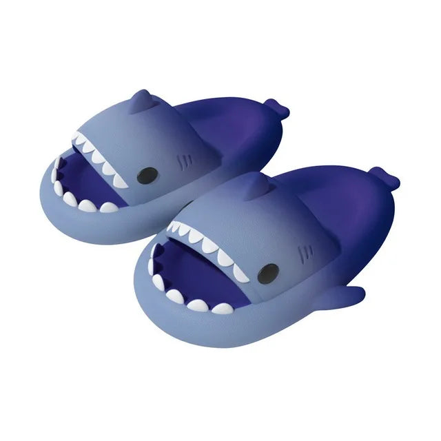 Summer Funny Cute Women Gradient Shark Slippers Men Outdoor Soft EVA Beach Sandals Couple Indoor Floor Non-slip Thick Flip Flops