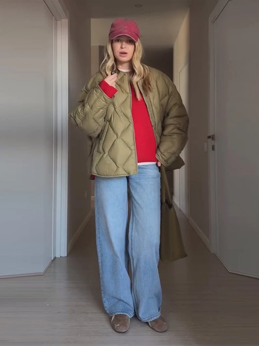 Fashion Solid Women's Cotton Coats O-Neck Full Sleeve Loose Zippers Lady Thicken Padded Coat 2026 Winter Casual Female Jackets